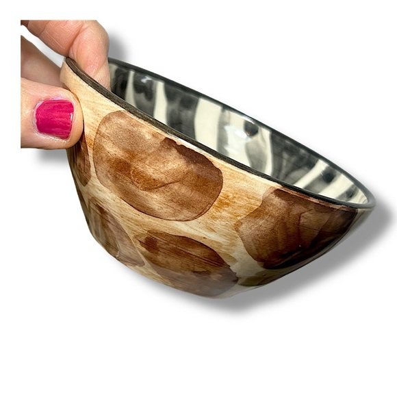 Zebra & Brown Giraffe Dip Chip Bowl Set Pottery Bowls from my Clay Studio NEW - Picture 11 of 15